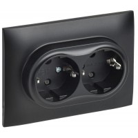Розетка 2-м SKANDY 16А с заземл. защ. шторки в сборе SK-R07Bl черн. IEK SK-R24-16-K02-F