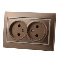 Розетка 2-м СП Mira 16А IP20 без заземл. со вставкой керамика свет. корич./жемчуж./бел. перламутр. LEZARD 701-3130-128 Розетка 2-м СП Mira 16А IP20 без заземл. со вставкой керамика свет. корич./жемчуж./бел. перламутр. LEZARD 701-3130-128