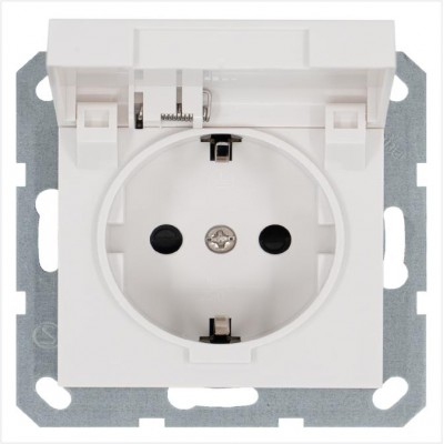 Розетка 1-м Shuko 16А IP20 с заземл. защ. шторки с крышкой механизм бел. глянцевый Jasmart G5505W Розетка 1-м Shuko 16А IP20 с заземл. защ. шторки с крышкой механизм бел. глянцевый Jasmart G5505W