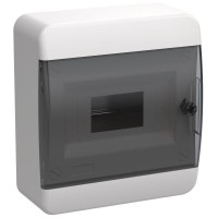 Корпус ЩРН-П-8 TEKFOR IP41 черн. прозр. дверь пластик. IEK TF5-KP12-N-08-41-K01-K03