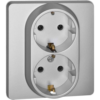 Розетка Inspiria 16А 250В 2х2P+E немецк. стандарт алюм. IEK 673752 Розетка Inspiria 16А 250В 2х2P+E немецк. стандарт алюм. IEK 673752