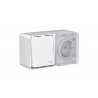 Блок ОП AtlasDesign PROFI IP54 (розетка 1-м 16А заземл. защ. шторки + 1-кл. выключатель 10А) сер. SE ATN543070