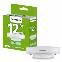 Лампа светодиодная T80 12Вт таблетка 6500К GX53 230В GENERICA LL-T80-12-230-65-GX53-G Лампа светодиодная T80 12Вт таблетка 6500К GX53 230В GENERICA LL-T80-12-230-65-GX53-G