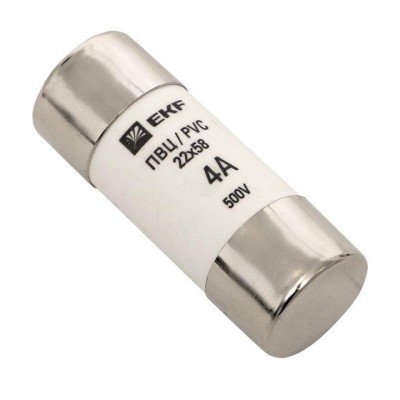 Вставка плавкая цилиндрическая ПВЦ 22х58 4А EKF pvc-22x58-4 Вставка плавкая цилиндрическая ПВЦ 22х58 4А EKF pvc-22x58-4