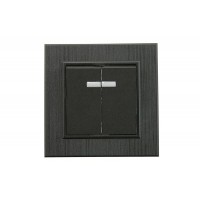 Выключатель 2-клав. с подсветкой Karea LINE STAR чер.Makel 86054023 Выключатель 2-клав. с подсветкой Karea LINE STAR чер.Makel 86054023
