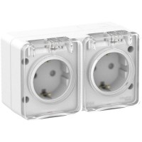 Розетка 2-м ОП AtlasDesign PROFI 16А IP54 заземл. защ. шторки бел. SE ATN540126