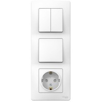 Блок СП Blanca (розетка с заземл. защ. шторки 16А 250В + 1-кл. выкл. + 2-кл. выкл.) бел. SE BLNBS101201