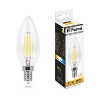 Лампа светодиодная LED 5вт Е14 теплый свеча FILAMENT