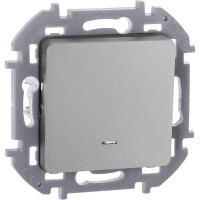 Выключатель 1-кл. Inspiria 10А IP20 250В 10AX с подсветкой/индикацией механизм алюм. IEK 673612
