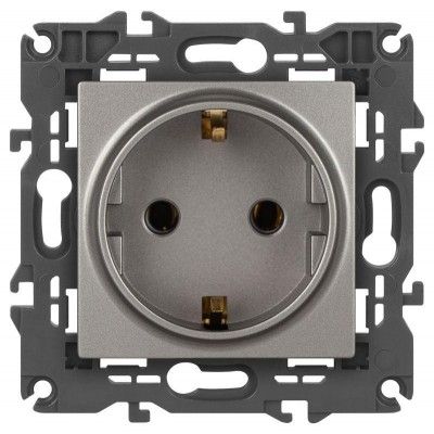 Розетка Elegance 14-2101-16 16А 250В 2P+E Schuko титан Эра Б0065802