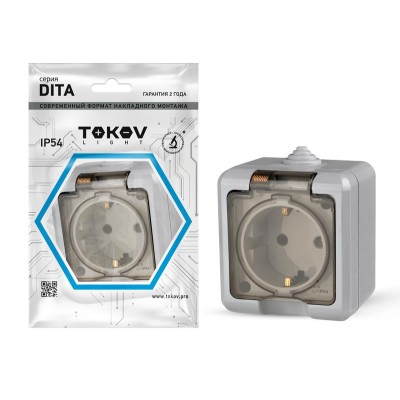 Розетка 1-м ОП Dita 16А IP54 250В с заземл. с прозр. крышкой сер. TOKOV ELECTRIC TKL-DT-R1Z-C06T-IP54 Розетка 1-м ОП Dita 16А IP54 250В с заземл. с прозр. крышкой сер. TOKOV ELECTRIC TKL-DT-R1Z-C06T-IP54