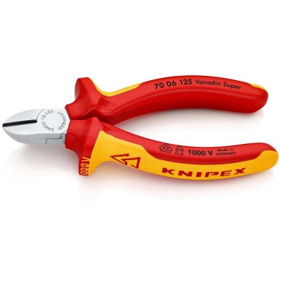 Бокорезы VDE L-125мм твердость кромок 62 HRC хром. Knipex KN-7006125 Бокорезы VDE L-125мм твердость кромок 62 HRC хром. Knipex KN-7006125