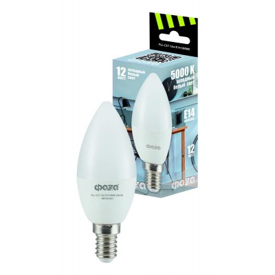 Лампа светодиодная FLL-C37 12Вт E14 5000К 230В 50Гц ФАZА 5038530 Лампа светодиодная FLL-C37 12Вт E14 5000К 230В 50Гц ФАZА 5038530