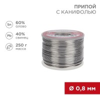 Припой с канифолью 250гр d0.8мм (Sn60 Pb40 Flux 2.2%) Rexant 09-3312 Припой с канифолью 250гр d0.8мм (Sn60 Pb40 Flux 2.2%) Rexant 09-3312