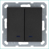Выключатель 2-кл. 10А IP20 с подсветкой механизм антрацит Jasmart G3023NB