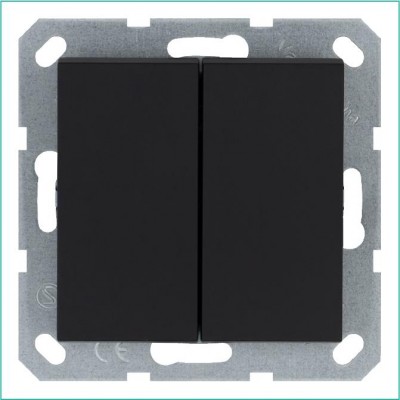 Переключатель проходной 2-кл. 10А IP20 механизм черн. матов. soft touch Jasmart G3022PB