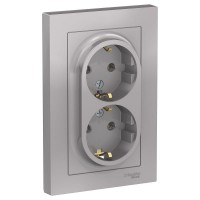 Розетка 2-м СП AtlasDesign 16А IP20 с заземл. в сборе алюм. SE ATN000324 Розетка 2-м СП AtlasDesign 16А IP20 с заземл. в сборе алюм. SE ATN000324