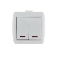 Выключатель 2-кл. ОП Nata 10А IP20 с подсветкой бел. LEZARD 710-0200-112 Выключатель 2-кл. ОП Nata 10А IP20 с подсветкой бел. LEZARD 710-0200-112
