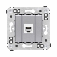 Розетка телефонная 1-м СП Avanti "Закаленная сталь" RJ12 без шторок механизм DKC 4404613