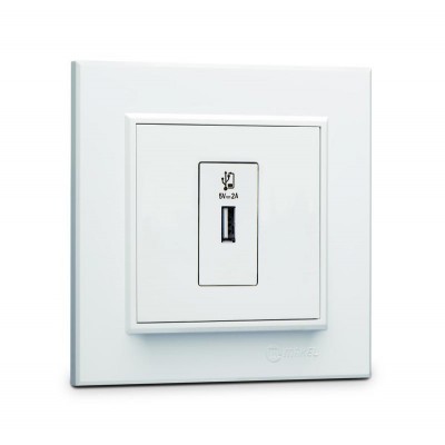 Розетка для зарядного устройства USB KAREA бел. Makel 56001465 Розетка для зарядного устройства USB KAREA бел. Makel 56001465