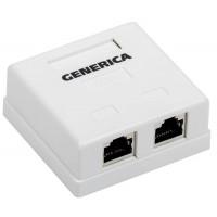 Розетка компьютерная 2-м ОП RJ45 кат.5E FTP GENERICA CS2-1C5EF-22-G Розетка компьютерная 2-м ОП RJ45 кат.5E FTP GENERICA CS2-1C5EF-22-G