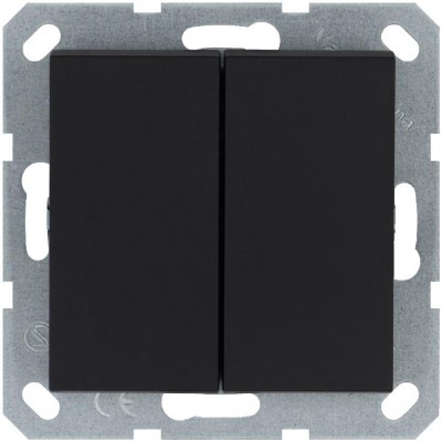 Кнопка 2-кл. 10А IP20 с переключающим контактом механизм черн. матов. soft touch Jasmart G3020PB
