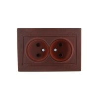 Розетка 2-м СП Mira 16А IP20 без заземл. керамика вишня LEZARD 701-0601-128 Розетка 2-м СП Mira 16А IP20 без заземл. керамика вишня LEZARD 701-0601-128
