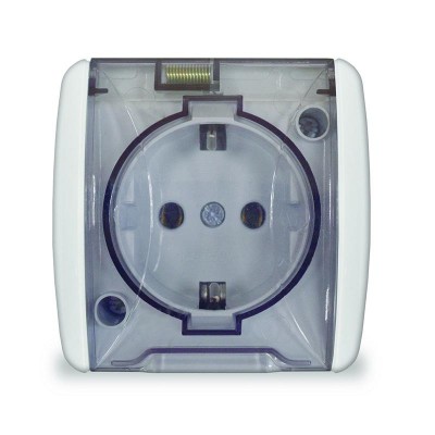 Розетка 1-м ОП Клио 16А IP44 с заземл. с прозр. крышкой бел. UNIVersal К2229 Розетка 1-м ОП Клио 16А IP44 с заземл. с прозр. крышкой бел. UNIVersal К2229