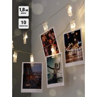 Гирлянда "Прищепки" ILD-10WW-BO-PN 10LED тепл. бел. 1.8м IP20 (2хАА не в компл.) SHLights 4690601047168