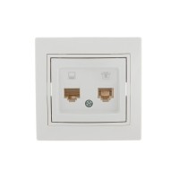 Розетка компьютерная + телефонная 2-м СП Mira RJ45 + RJ11 бел./бел. LEZARD 701-0202-143