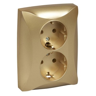 Розетка 2-м СП Дуэт 16А IP20 с заземл. шампань SchE WDE000424 Розетка 2-м СП Дуэт 16А IP20 с заземл. шампань SchE WDE000424