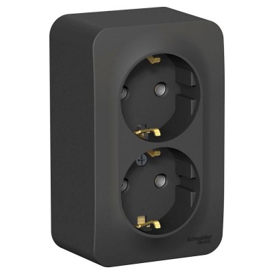 Розетка 2-м ОП Blanca 16А IP20 250В с заземл. без защ. шторок с изолир. пластиной антрацит SE BLNRA010216 Розетка 2-м ОП Blanca 16А IP20 250В с заземл. без защ. шторок с изолир. пластиной антрацит SE BLNRA010216