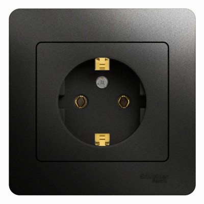 Розетка 1-м СП 1мод. Glossa 16А IP20 с заземл. в сборе антрацит SE GSL000742 Розетка 1-м СП 1мод. Glossa 16А IP20 с заземл. в сборе антрацит SE GSL000742
