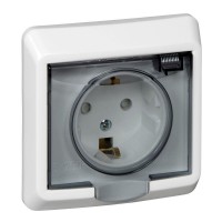 Розетка 1-м СП Этюд 16А IP44 250В с заземл. защ. шторки бел. SE PC16-044B Розетка 1-м СП Этюд 16А IP44 250В с заземл. защ. шторки бел. SE PC16-044B
