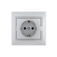 Розетка 1-м СП Mira 16А IP20 с заземл. со вставкой керамика сер. метал. LEZARD 701-1010-122 Розетка 1-м СП Mira 16А IP20 с заземл. со вставкой керамика сер. метал. LEZARD 701-1010-122
