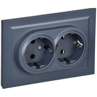 Розетка 2-м СП BRITE РСш12-3-БрМ 16А в сборе с заземл. защ. шторки маренго IEK BR-R24-16-K35-F Розетка 2-м СП BRITE РСш12-3-БрМ 16А в сборе с заземл. защ. шторки маренго IEK BR-R24-16-K35-F