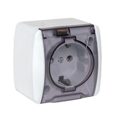 Розетка 1-м ОП Владивосток 16А IP54 с заземл. с прозр. крышкой бел. EKF EQR16-029-30-54-T Розетка 1-м ОП Владивосток 16А IP54 с заземл. с прозр. крышкой бел. EKF EQR16-029-30-54-T