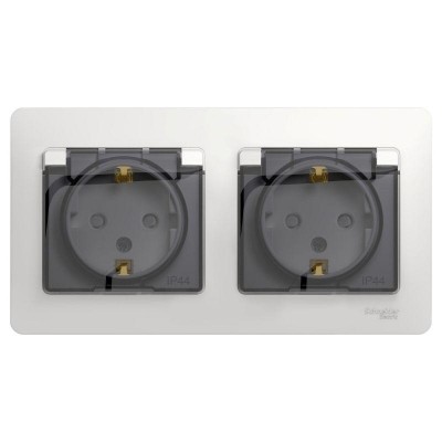 Розетка 2-м СП 2мод. Glossa 16А IP44 с заземл. защ. шторки в сборе бел. SE GSL000147 Розетка 2-м СП 2мод. Glossa 16А IP44 с заземл. защ. шторки в сборе бел. SE GSL000147