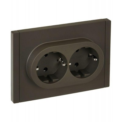 Розетка 2-м СП FORTE&PIANO FP323 16А с заземл. защ. шторки безвинт. крепл. сер. IEK FP-R24-16-1-K03