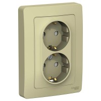Розетка 2-м СП Blanca 16А IP20 250В с заземл. защ. шторки беж. SE BLNRS001127 Розетка 2-м СП Blanca 16А IP20 250В с заземл. защ. шторки беж. SE BLNRS001127