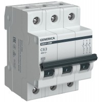 Выключатель автоматический модульный 3п C 63А 4.5кА ВА47-29М GENERICA MVA21-3-063-C-G Выключатель автоматический модульный 3п C 63А 4.5кА ВА47-29М GENERICA MVA21-3-063-C-G