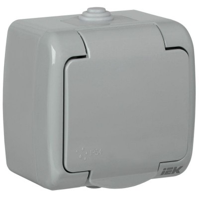 Розетка 1-м ОП Aquatic РСш12-2-А 16А IP54 с заземл. с крышкой сер. IEK ERA12-K03-16-54 Розетка 1-м ОП Aquatic РСш12-2-А 16А IP54 с заземл. с крышкой сер. IEK ERA12-K03-16-54