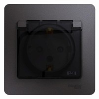 Розетка 1-м СП Glossa 16А IP44 250В с заземл. защ. шторки с крышкой в сборе графит SE GSL001348 Розетка 1-м СП Glossa 16А IP44 250В с заземл. защ. шторки с крышкой в сборе графит SE GSL001348