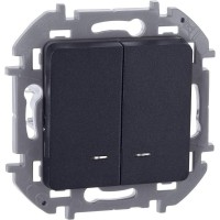 Выключатель 2-кл. Inspiria 10А IP20 250В 10AX с подсветкой/индикацией механизм антрацит IEK 673633