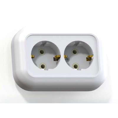 Розетка 2-м СП Валентина РС16-830 16А IP20 с заземл. бел. Кунцево 5447 Розетка 2-м СП Валентина РС16-830 16А IP20 с заземл. бел. Кунцево 5447