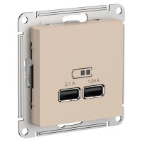 Розетка USB AtlasDesign тип A+A 5В/2.1А 2х5В/1.05А механизм песочн. SE ATN001233 Розетка USB AtlasDesign тип A+A 5В/2.1А 2х5В/1.05А механизм песочн. SE ATN001233