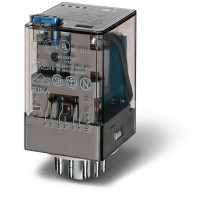 Реле универсальное электромеханич. монтаж в розетку 11-штырьковый разъем 3CO 10А AgNi 230В AC RTI опции: кнопка тест + мех. индикатор FINDER 601382300040