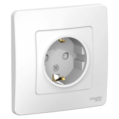 Розетка 1-м СП Blanca 16А IP20 250В с заземл. защ. шторки бел. SE BLNRS001111 Розетка 1-м СП Blanca 16А IP20 250В с заземл. защ. шторки бел. SE BLNRS001111