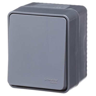 Выключатель кнопочный 1-кл. ОП AtlasDesign PROFI IP54 10АХ антрацит SE ATN544015