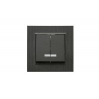Выключатель 2-клав. с подсветкой Karea LINE STAR дым. металлик Makel 86050023